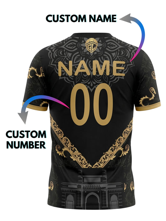 Vendsy Premium T-Shirt with Custom Name & Number – Black & Gold Graphic Tee