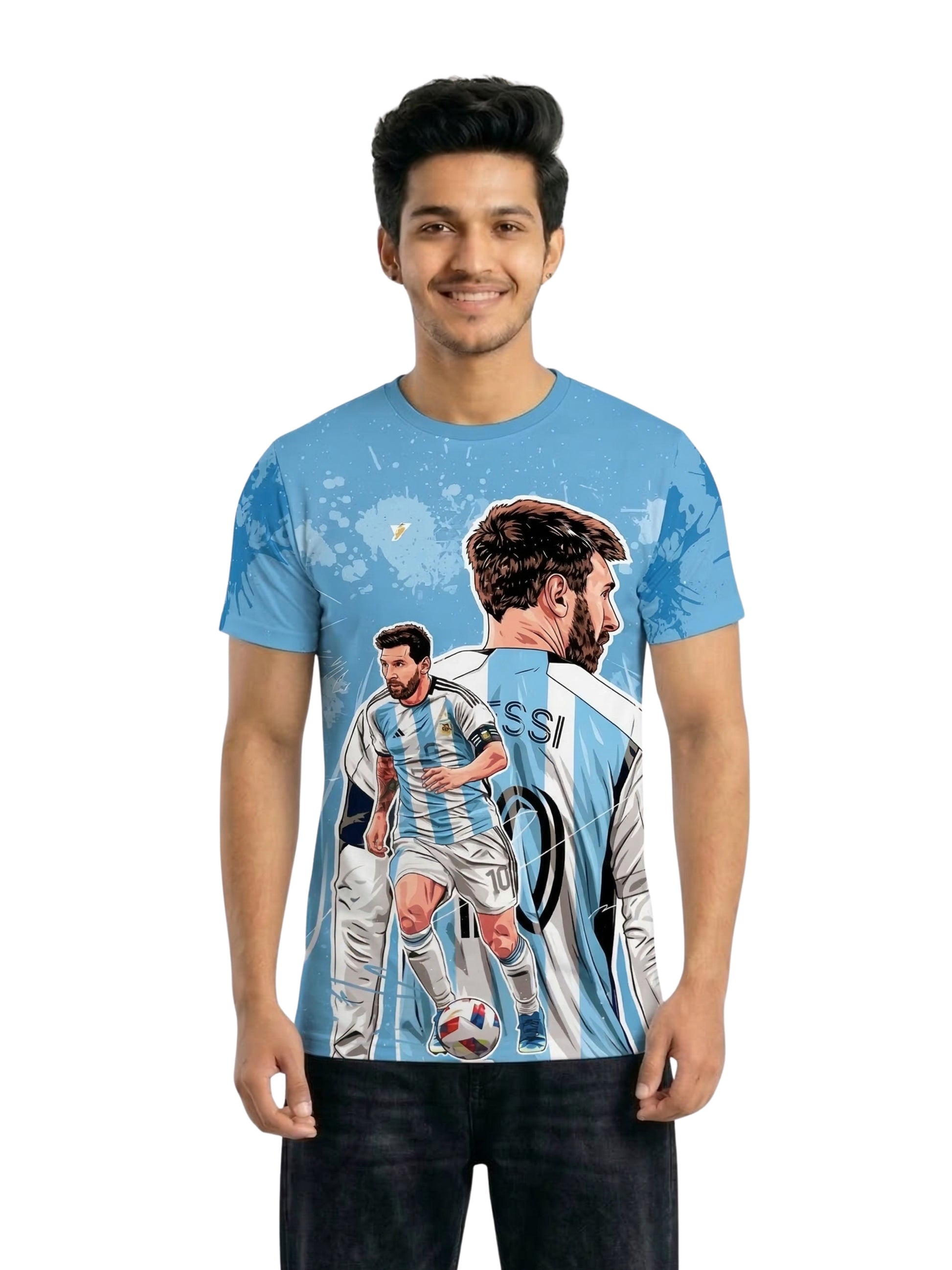 Vendsy Messi Design T-Shirt – Multicolour Football Graphic Tee