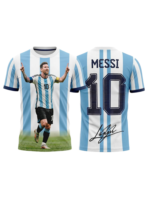 Vendsy Messi Graphic T-Shirt – Black & Red Football Tee for Men