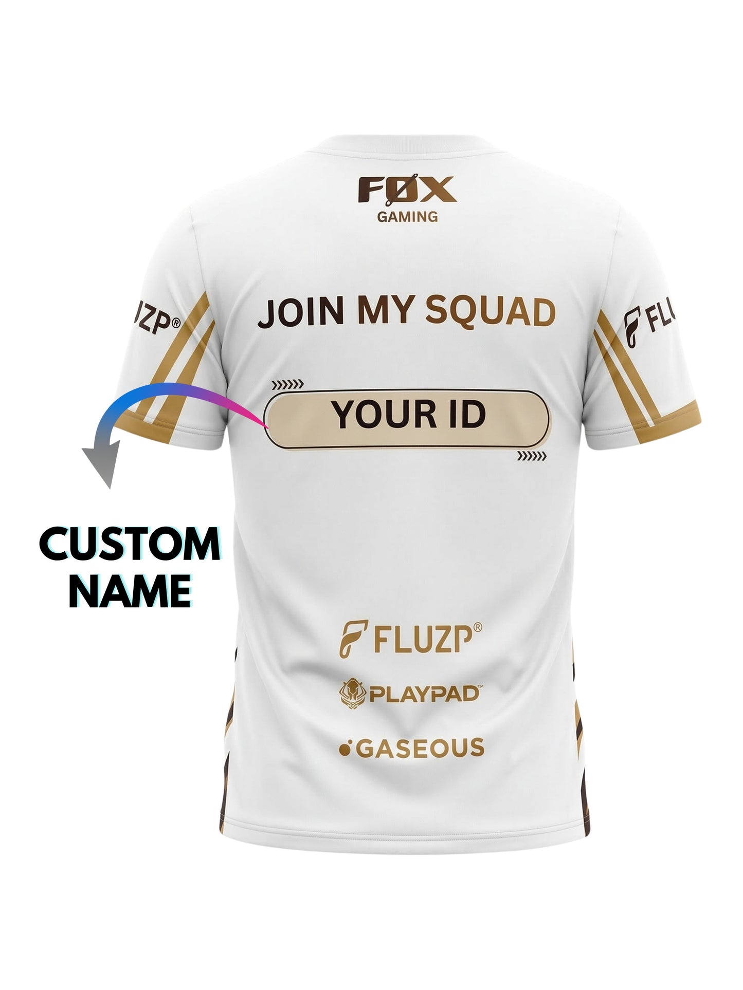 Vendsy Free Fire T-Shirt with Custom Name – White Graphic Tee