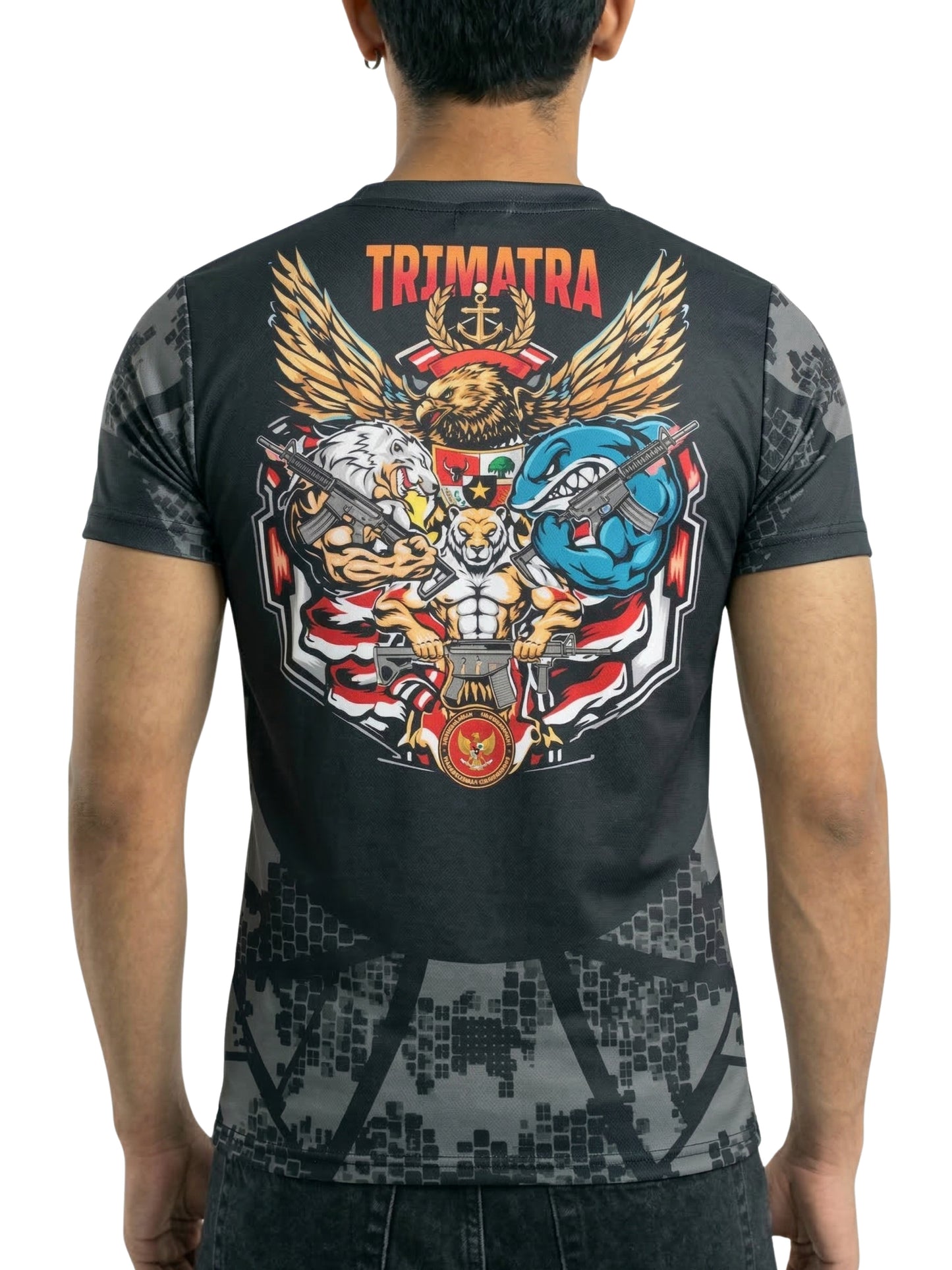 Vendsy Indonesian Army Graphic T-Shirt – Black Polyester Tee