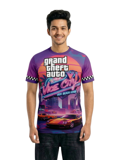 Vendsy GTA 6 T-Shirt with Custom Name – Multicolour Polyester Tee