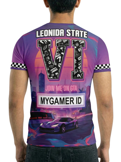Vendsy GTA 6 T-Shirt with Custom Name – Multicolour Polyester Tee