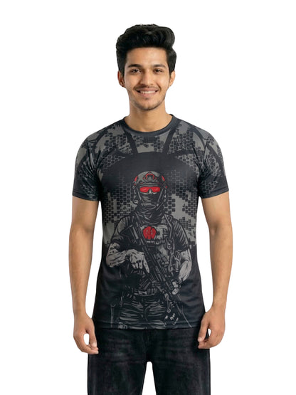 Vendsy Indonesian Army Graphic T-Shirt – Black Polyester Tee