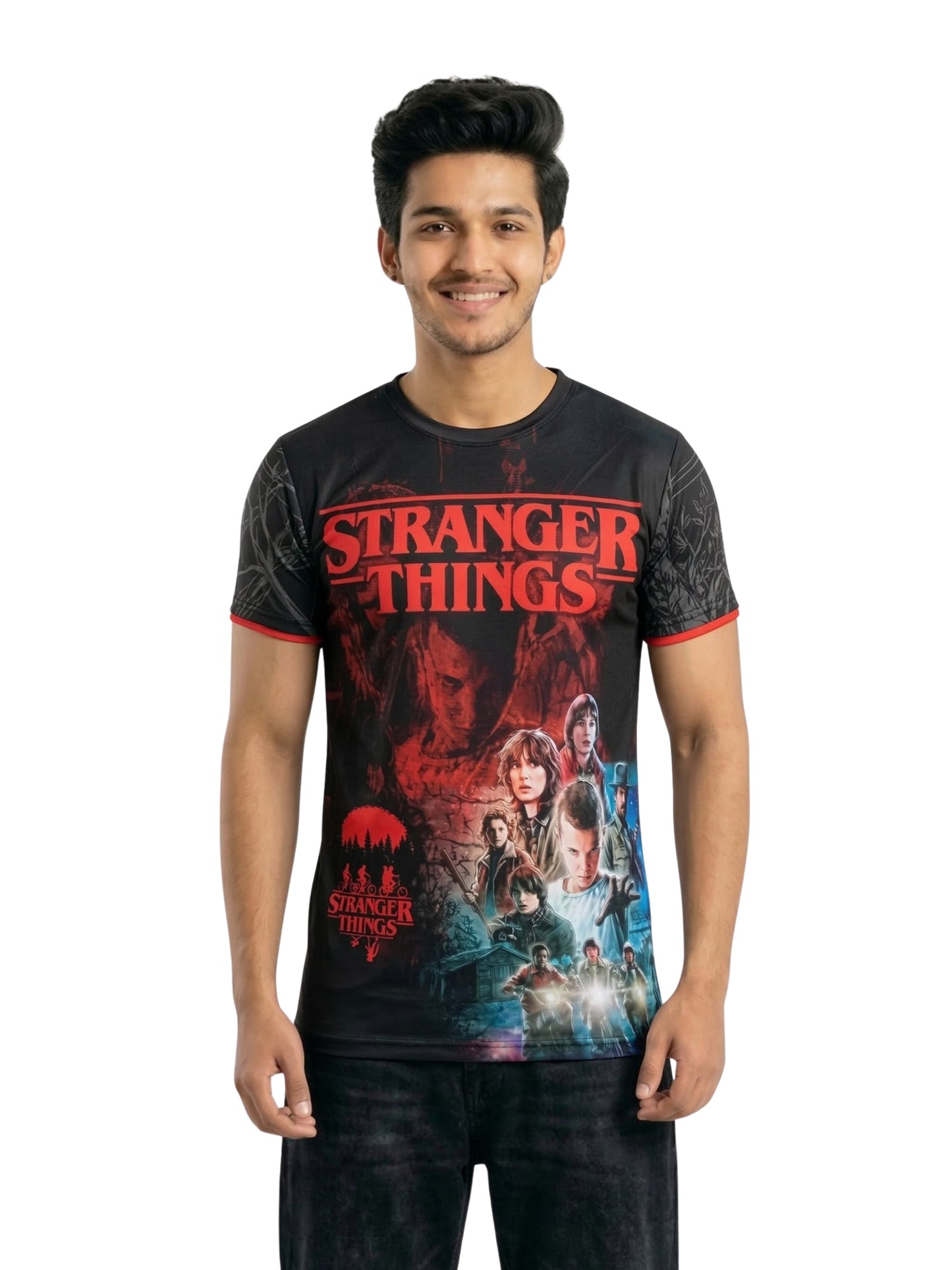 Vendsy Stranger Things T-Shirt with Custom Number – Black & Red Fan Tee