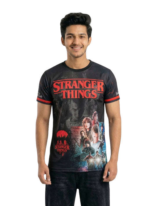 Vendsy Stranger Things Graphic T-Shirt – Black & Red Polyester Tee