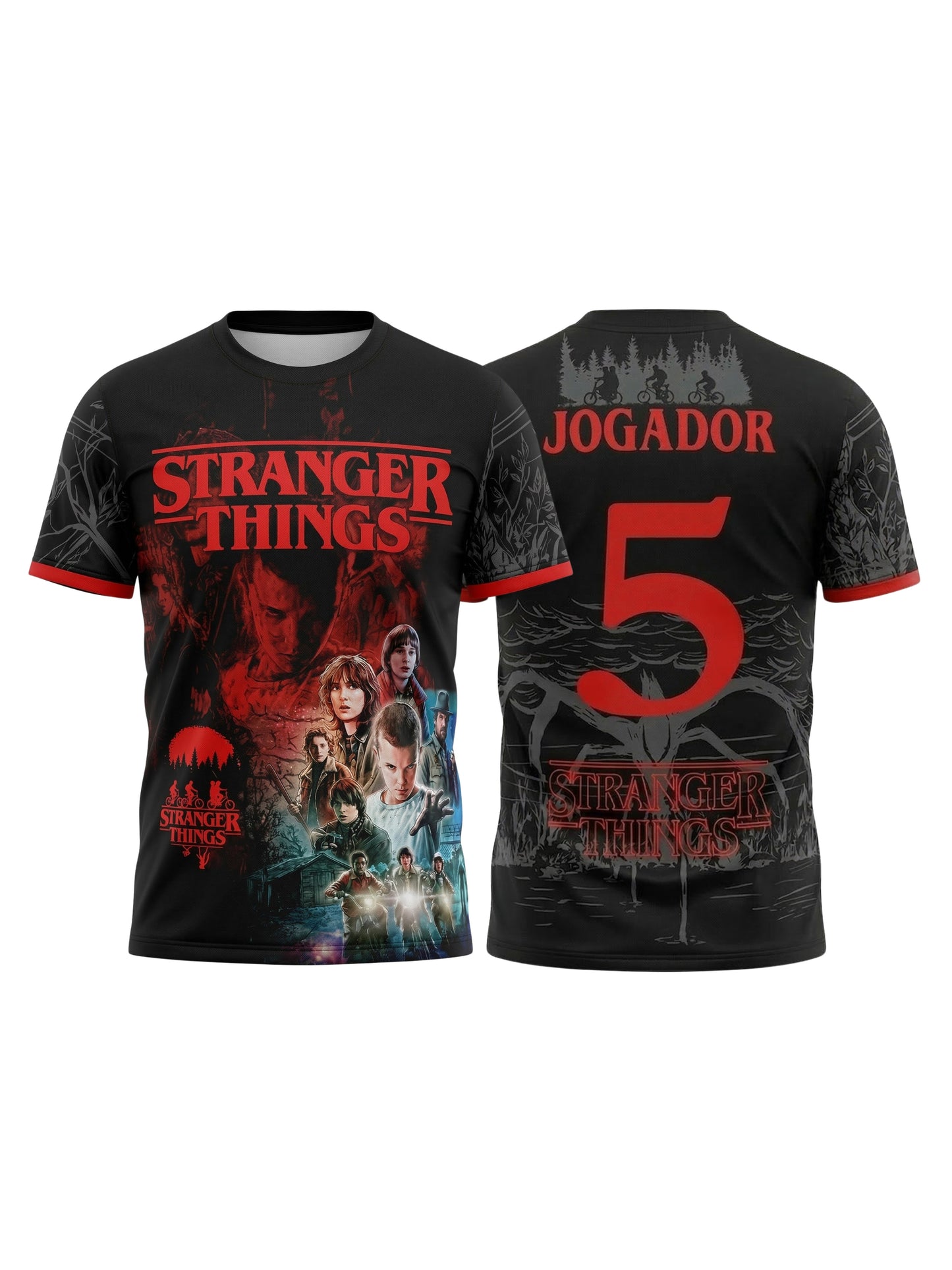 Vendsy Stranger Things T-Shirt with Custom Number – Black & Red Fan Tee
