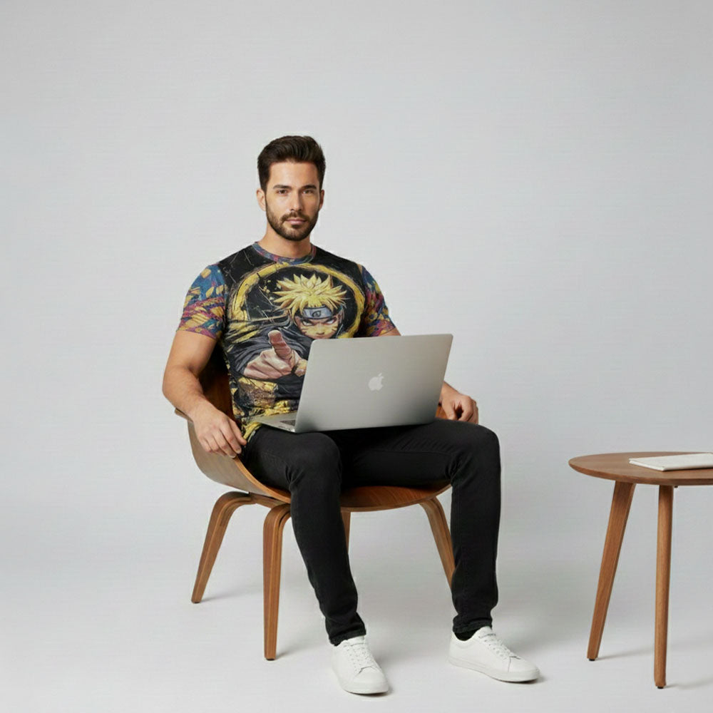 Anime Naruto Graphic Print T-Shirt For Men's/Boy's